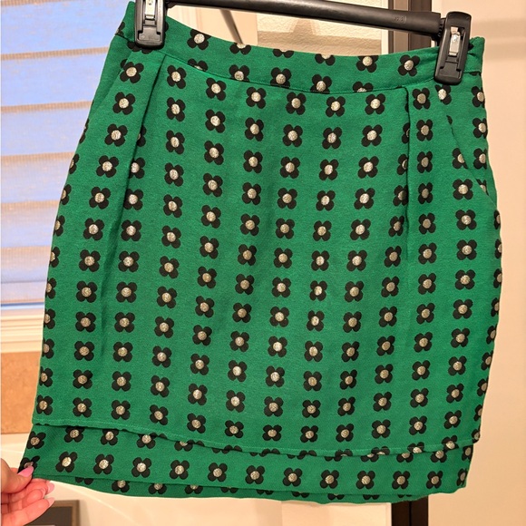 Anthropologie Green and Black Geometric Skirt - Picture 2 of 2